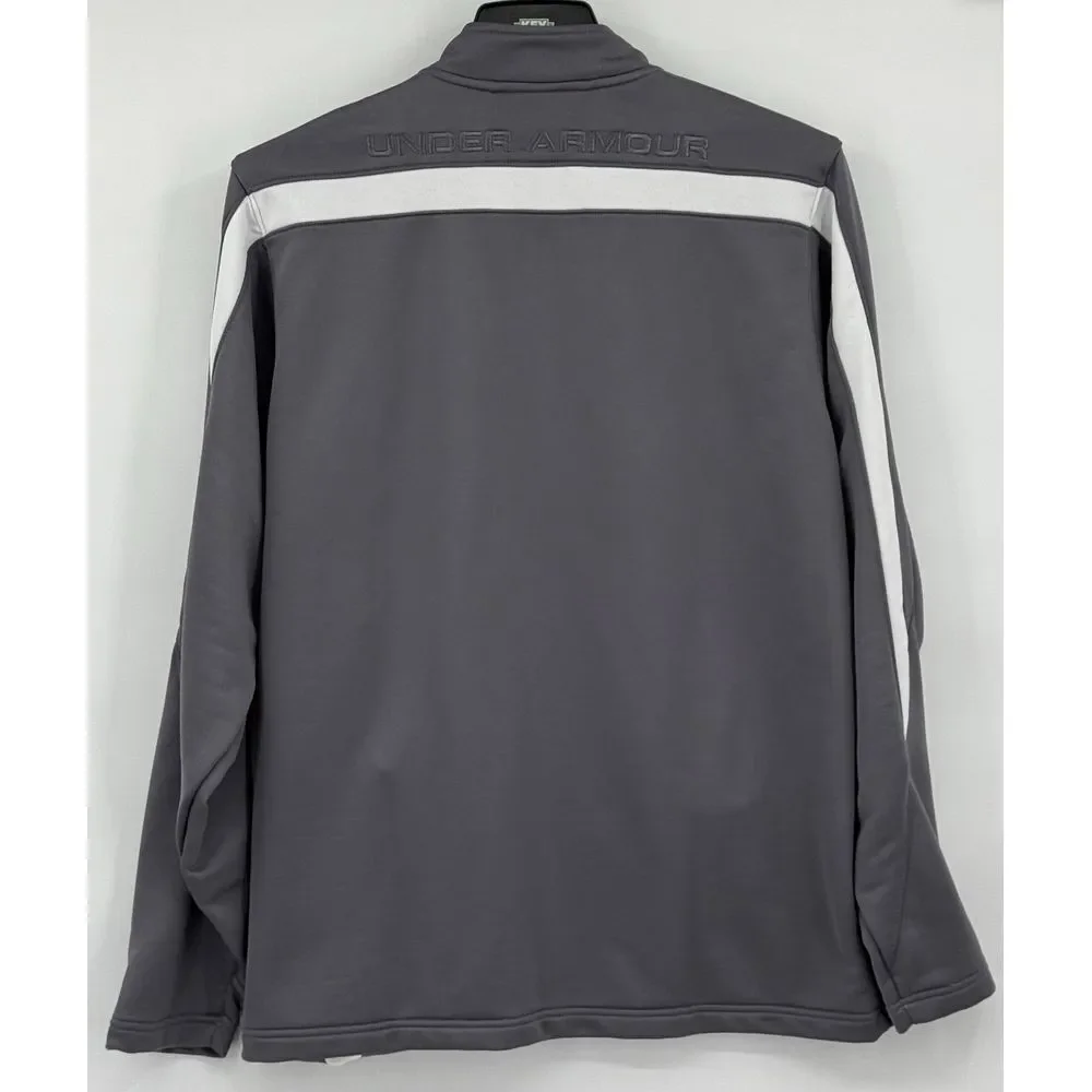 Under Armour Full Zip Long Sleeve Gray‎ Embroidered Spellout Track Jacket Sz XL